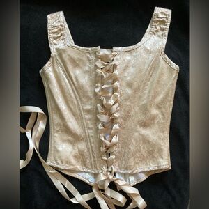 Elegant Cream Lace-Up Corset Top